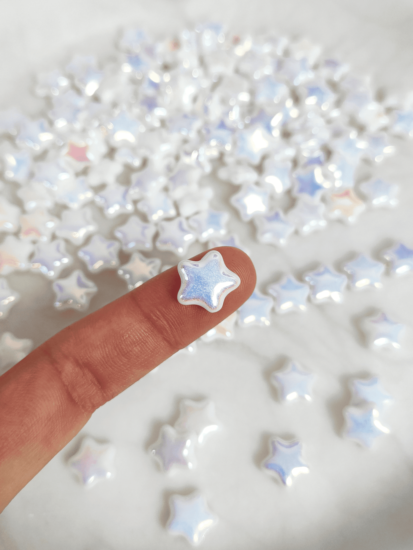 Star beads 12mm - white iris