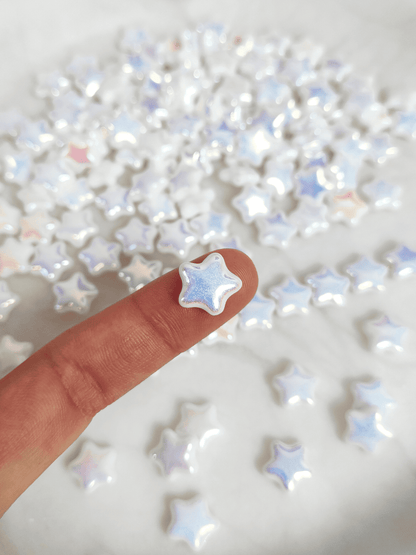 Star beads 12mm - white iris