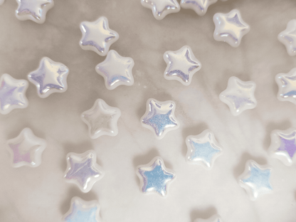 Star beads 12mm - white iris