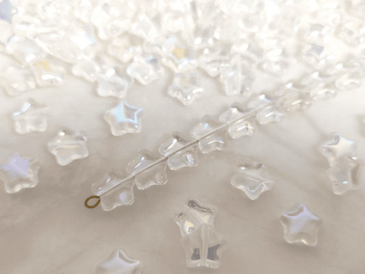 Star beads 12mm - colorless iris