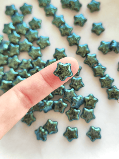 Star beads 12mm - black & green