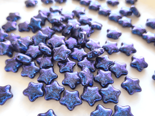Star beads 12mm - black & blue