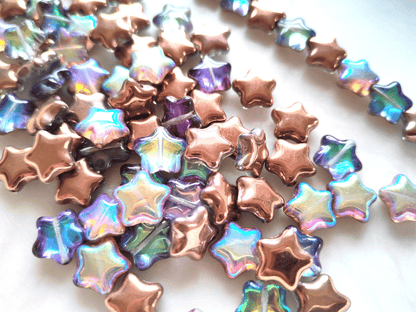Star beads 12mm - turquoise & copper