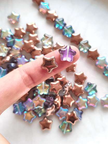 Star beads 12mm - turquoise & copper