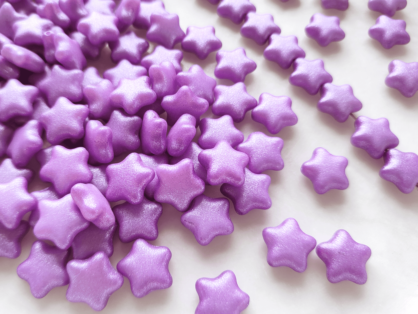 Star beads 12mm - glitter purple