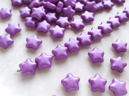 Star beads 12mm - glitter purple