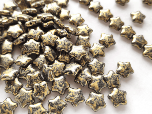 Star beads 12mm - black & gold