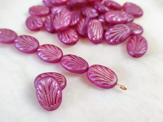 Oval ornament beads 17mm - pink shimmer