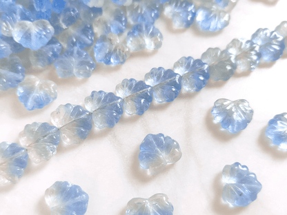 Vine leaf beads 13mm - colorless & ice blue