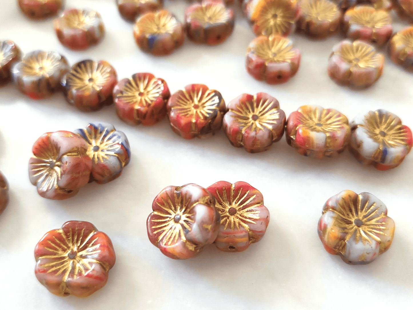 Hawaii Blumen 14mm - Farbenfroh & Gold