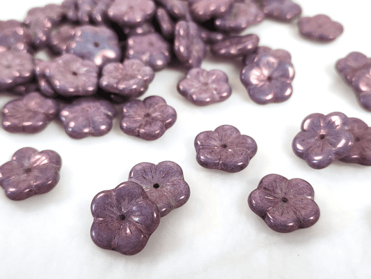 Apple blossom beads 14mm - purple & blue