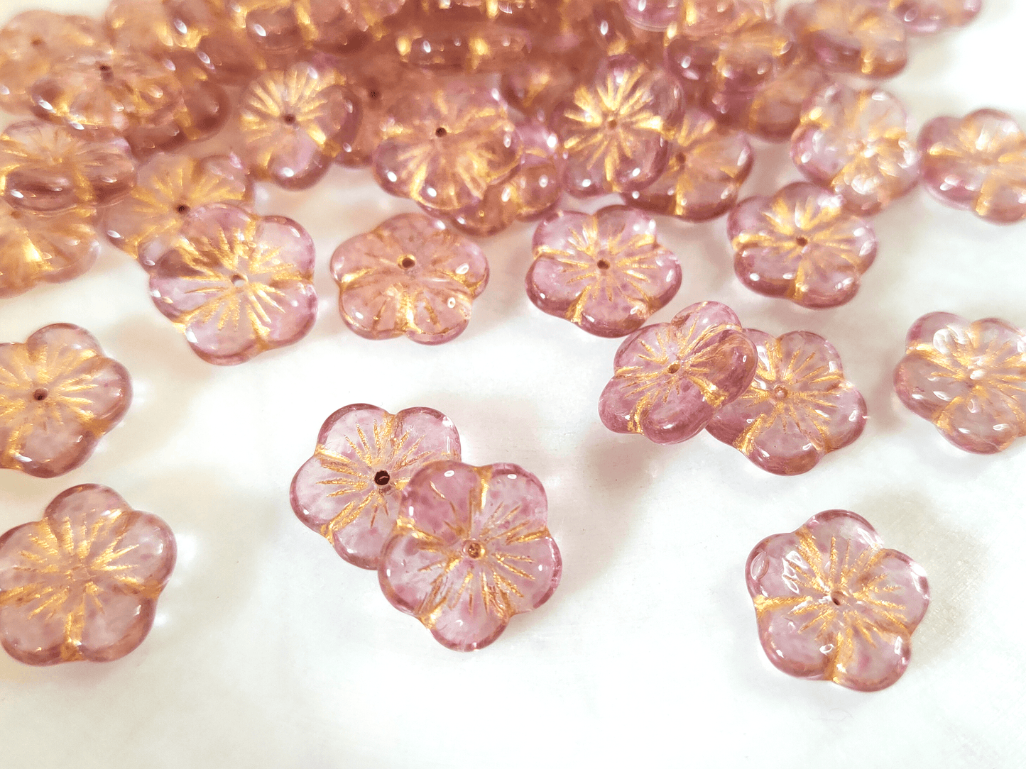 Apfelblüten 14mm - Rosa & Gold