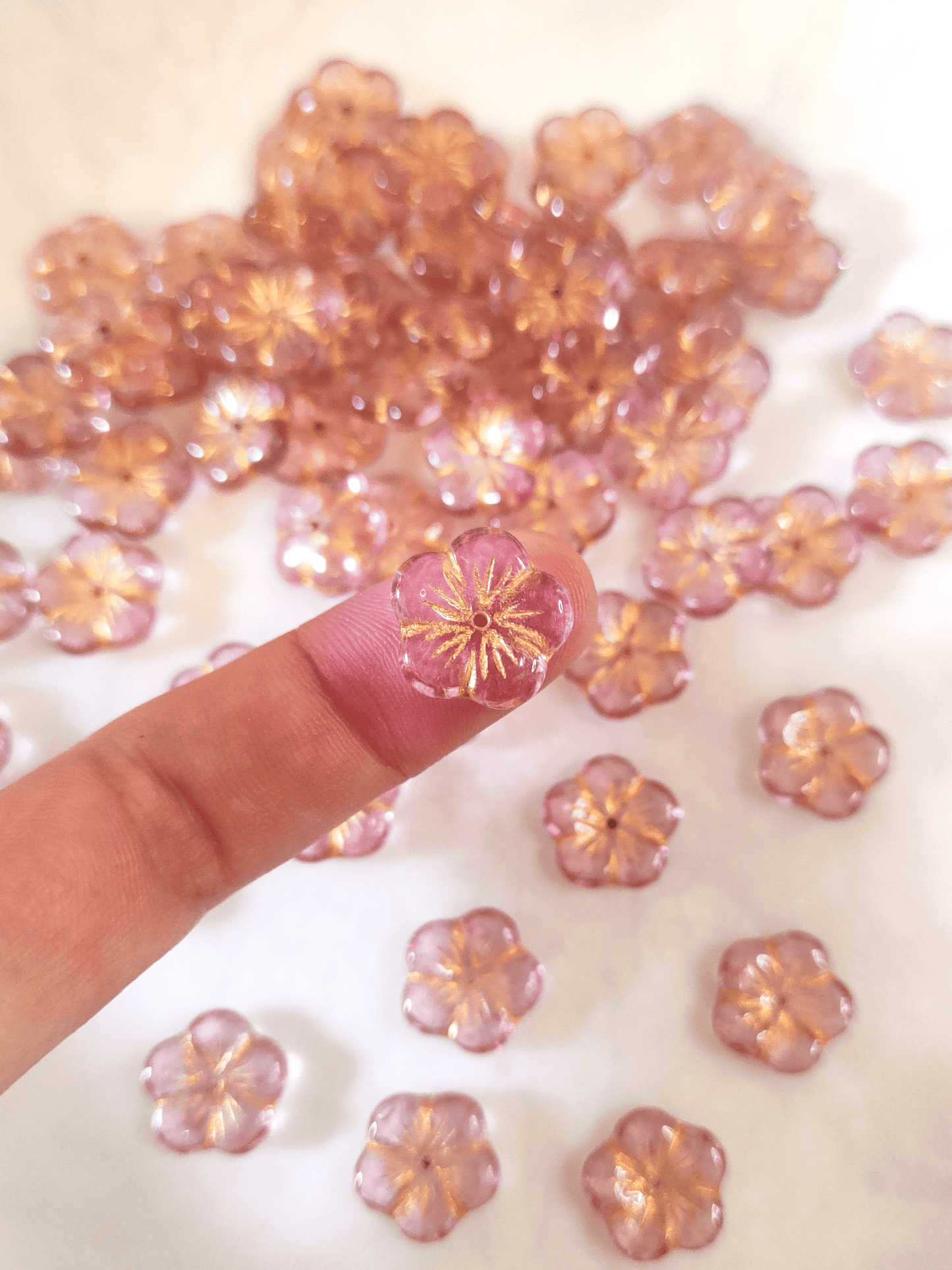 Apfelblüten 14mm - Rosa & Gold