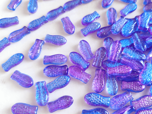 Chubby fish 14x7mm - metallic blue & pink