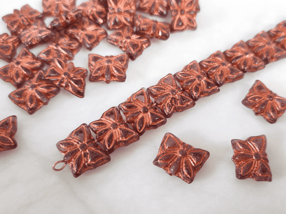 Butterfly beads 15x12mm - brown & orange