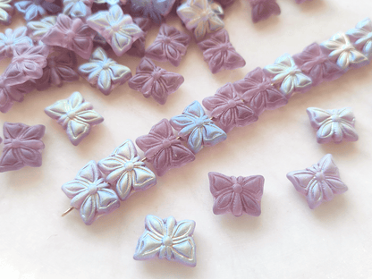 Butterfly beads 15x12mm - dusty purple iris