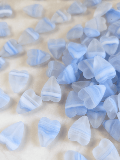 Love heart beads 16x13mm - matt colorless & ice blue