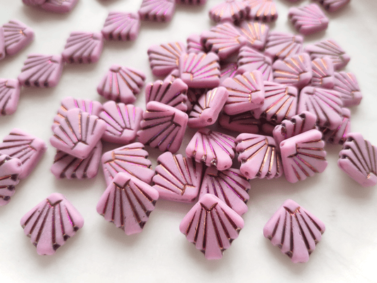 Fan ornament beads 17mm - pink & Marea