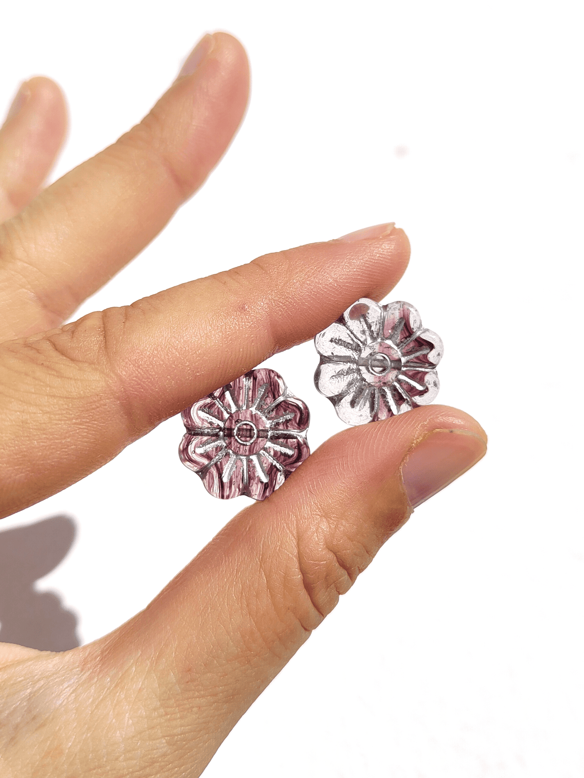 Gänseblümchen 18mm - Farblos, Lila & Silber