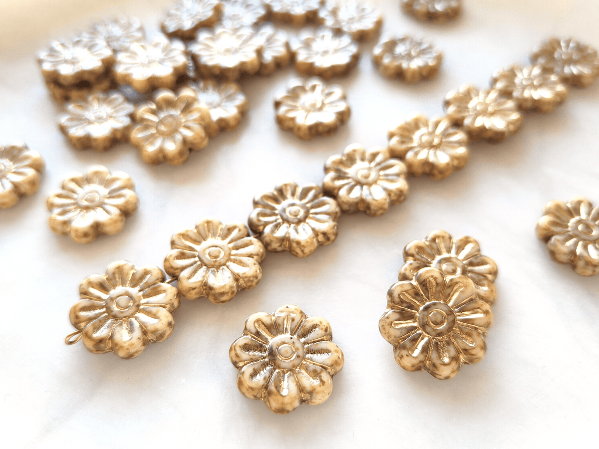 Gänseblümchen 18mm - Beige & Gold