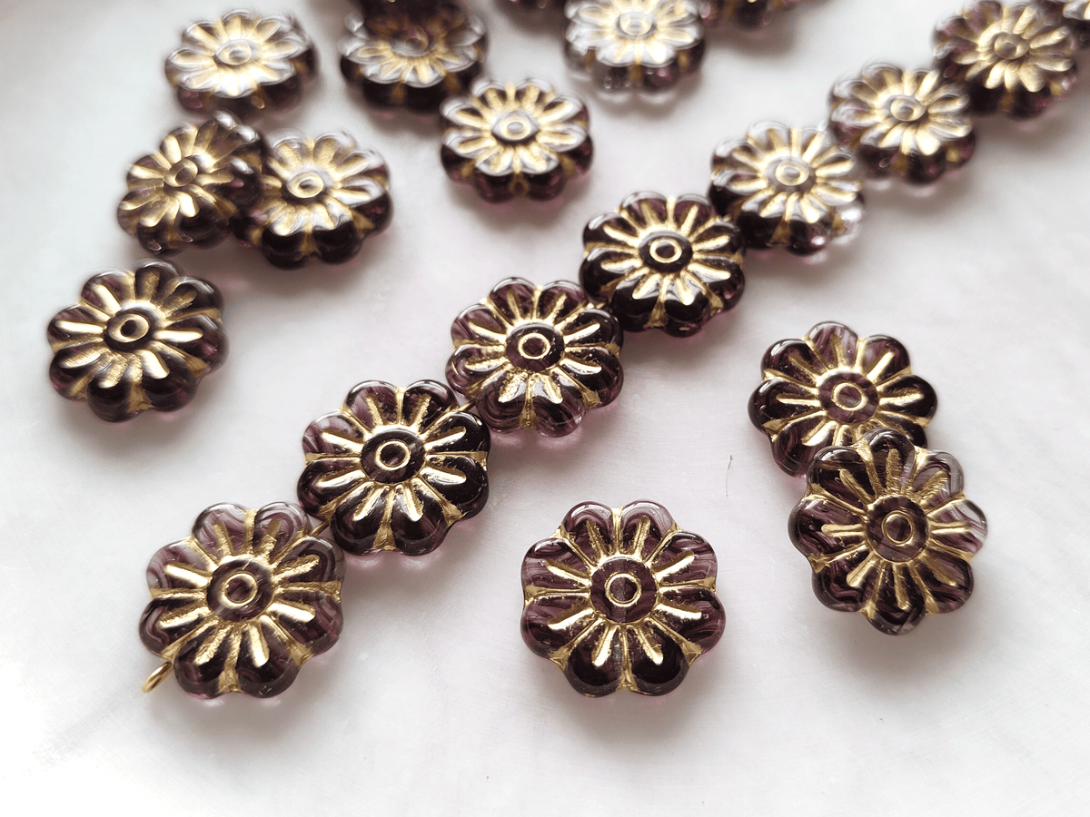 Gänseblümchen 18mm - Farblos, Lila & Gold