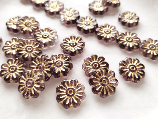 Gänseblümchen 18mm - Farblos, Lila & Gold