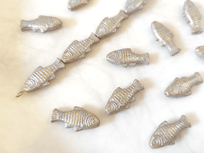 Forellen 24x10mm - Beige & Silber