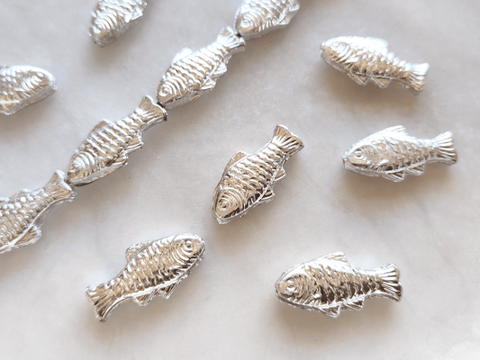 Trout beads 24x10mm - shiny silver