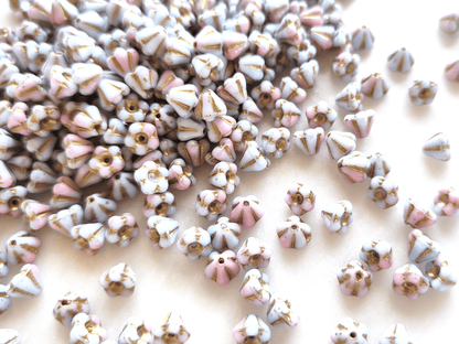 Schlüsselblumen 4x6mm - Hellblau, Rosa & Gold