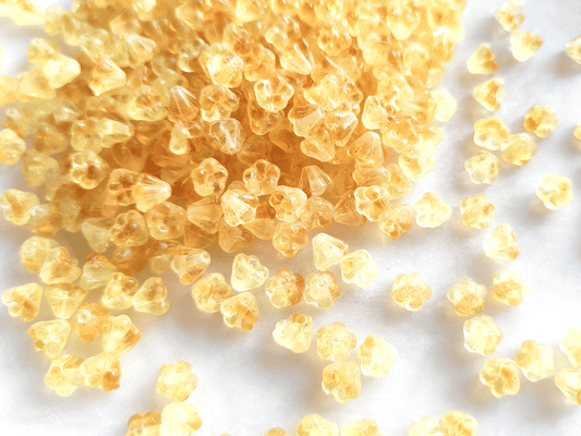 Bell flower beads 4x6mm - ombre yellow & orange