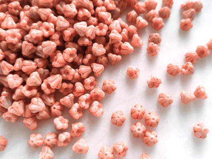 Bell flower beads 4x6mm - salmon / orange