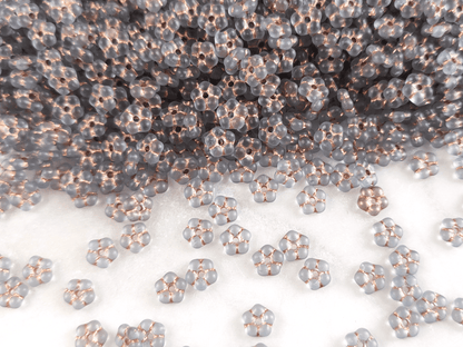 Forget-me-not flower beads 5mm - matt blue & copper