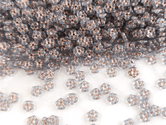 Forget-me-not flower beads 5mm - matt blue & copper