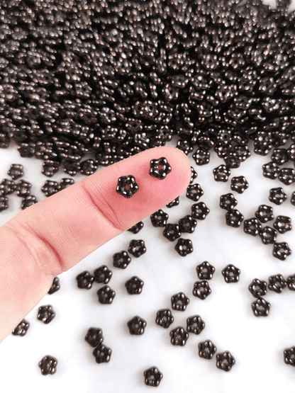 Forget-me-not flower beads 5mm - black