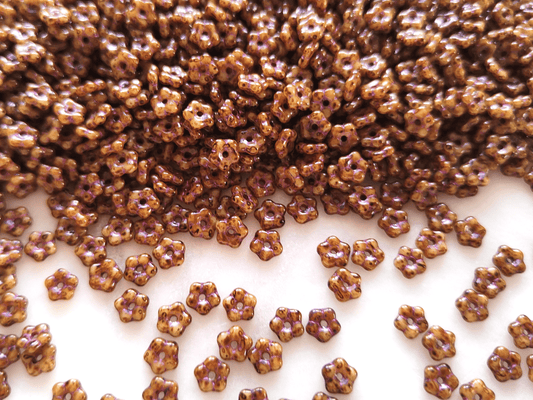 Forget-me-not flower beads 5mm - beige Picasso