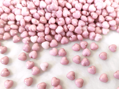 Love heart beads 6mm - light pink
