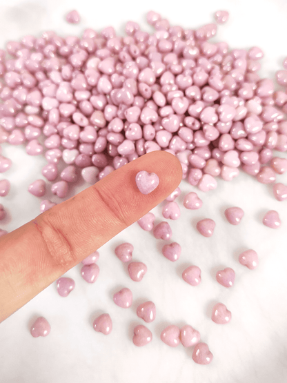 Love heart beads 6mm - light pink