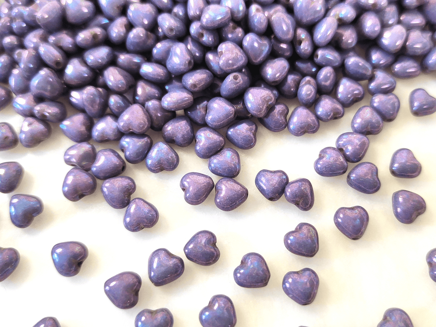 Love heart beads 6mm - dusty purple