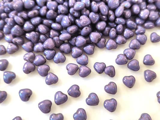 Love heart beads 6mm - dusty purple