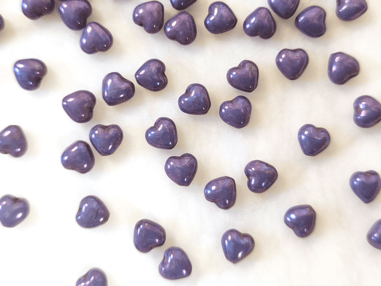 Love heart beads 6mm - dusty purple