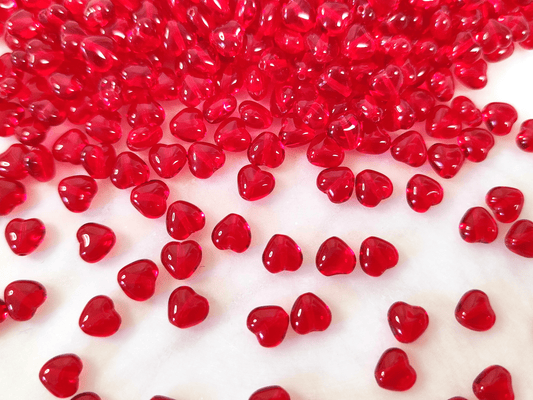 Love heart beads 6mm - red
