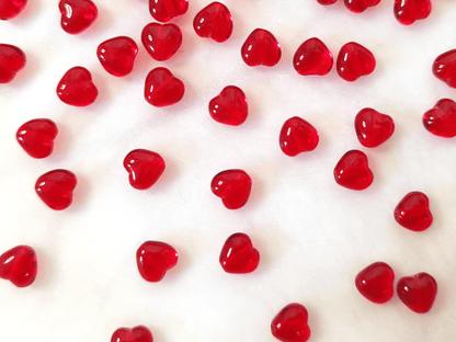 Love heart beads 6mm - red