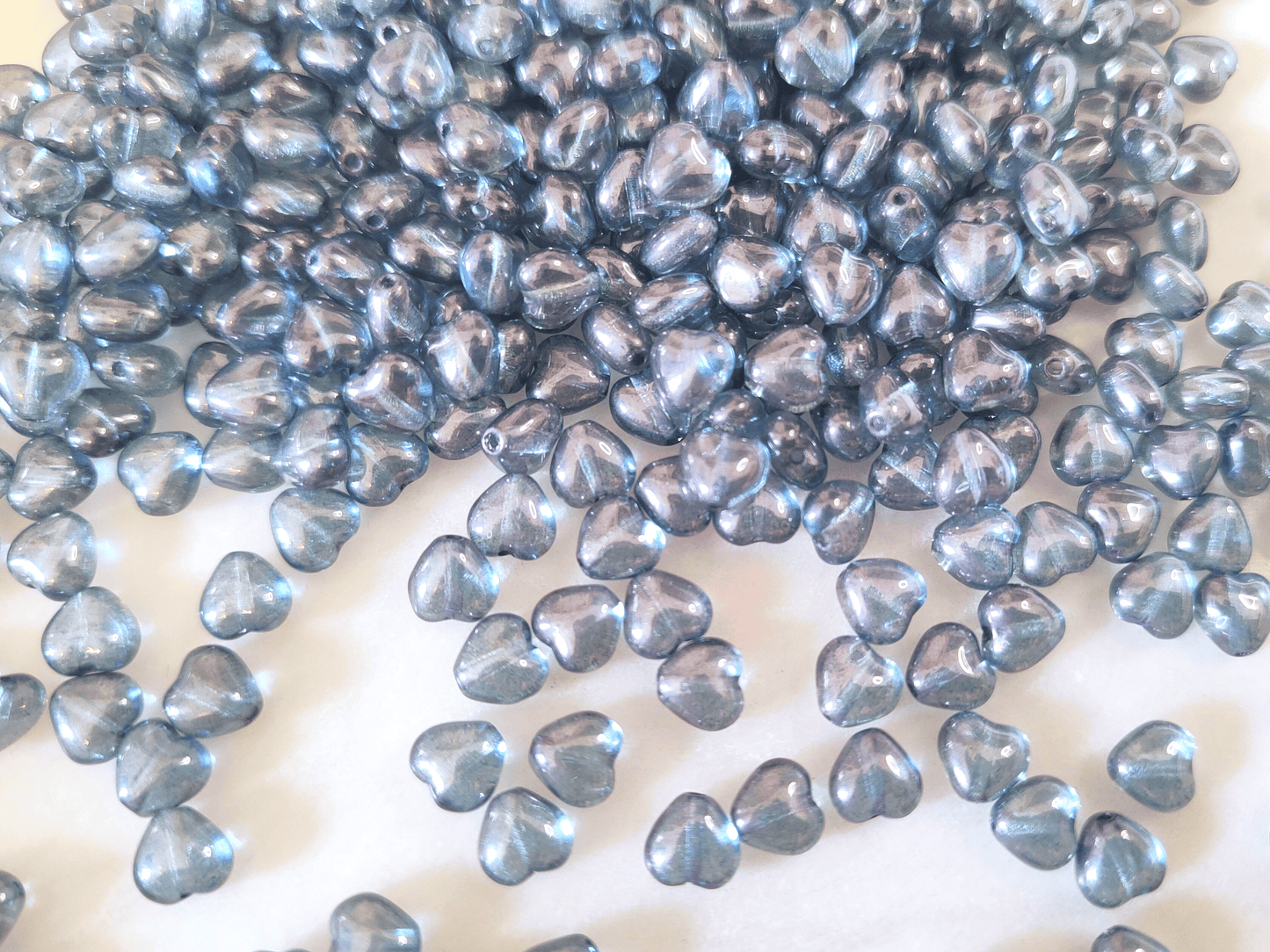 Love heart beads 6mm - denim blue