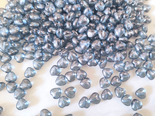 Love heart beads 6mm - denim blue