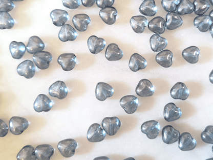 Love heart beads 6mm - denim blue