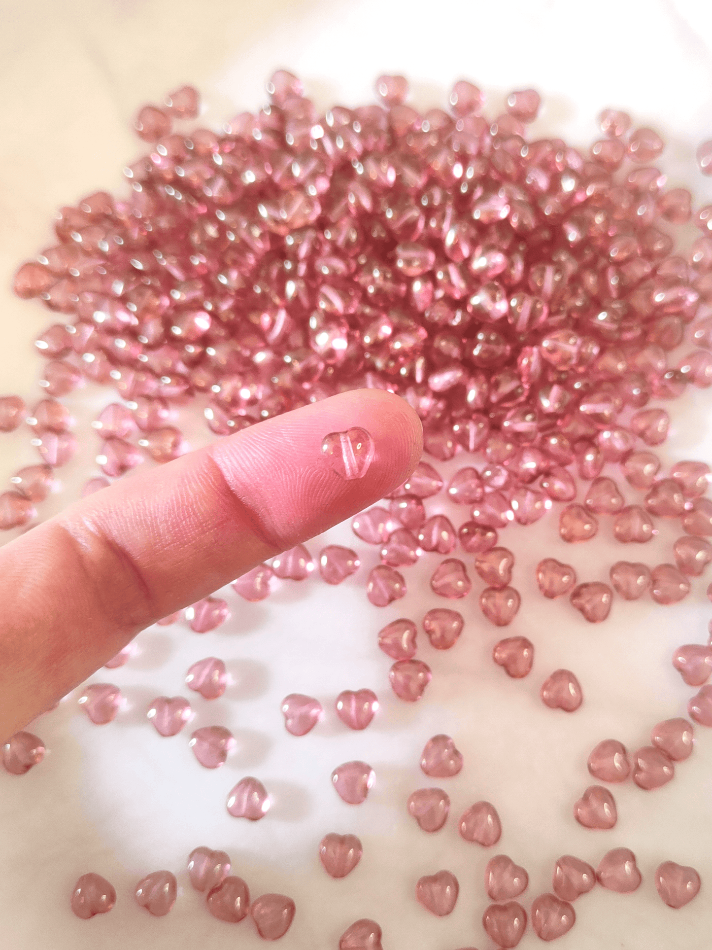 Love heart beads 6mm - dusty pink