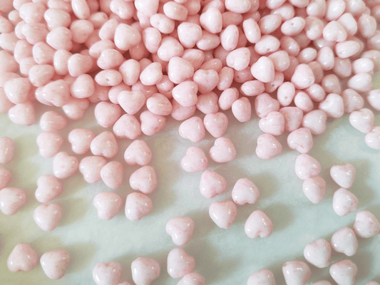 Love heart beads 6mm - salmon / light pink