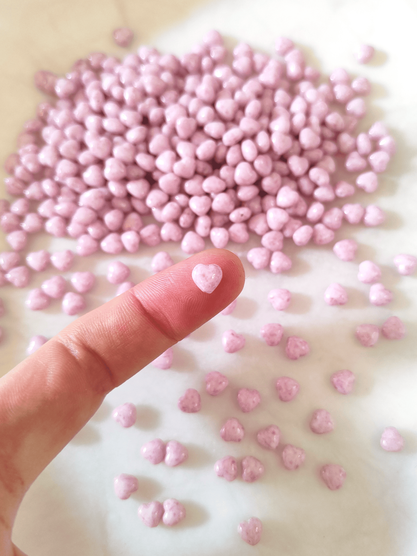 Love heart beads 6mm - dusty light pink