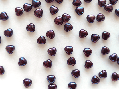 Love heart beads 6mm - deep red & oil finish