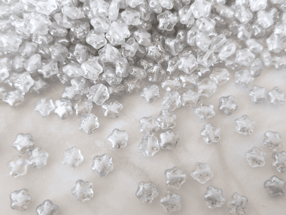 Star beads 6mm - colorless & silver